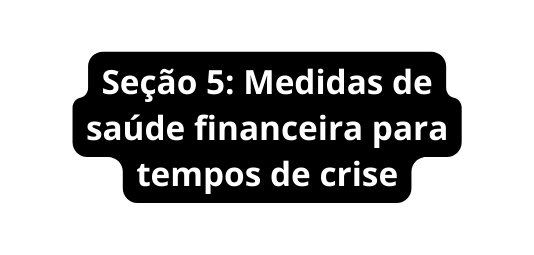 Seção 5 Medidas de saúde financeira para tempos de crise